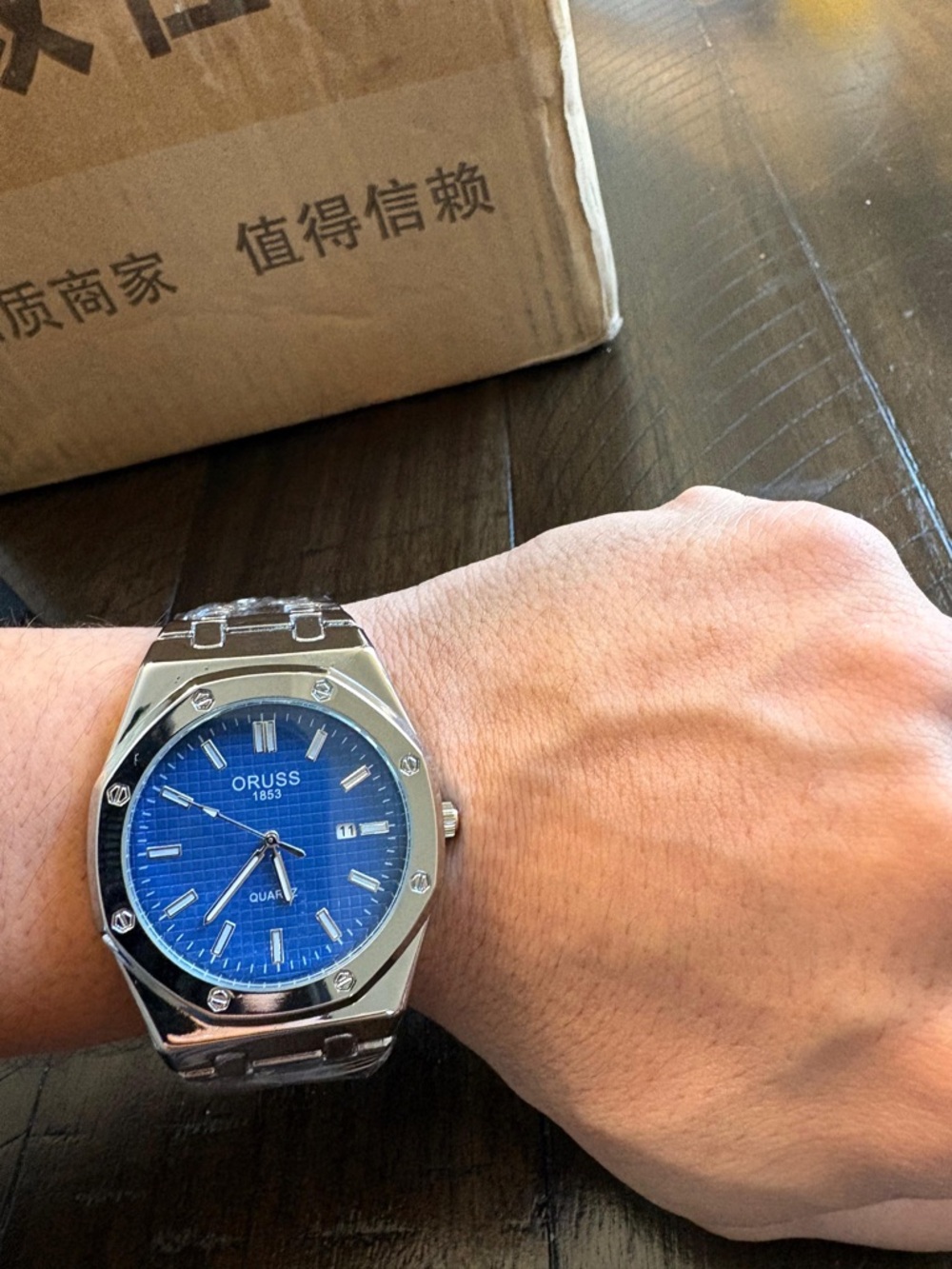 Oruss Men’s Blue Dial Stainless Steel Watch